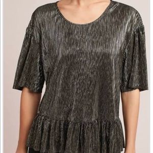 Anthropologie Black/Gold Shimmer Top